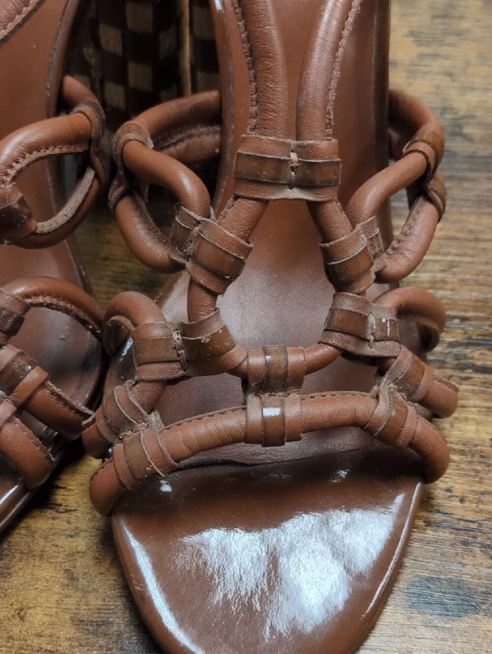 Tory Burch Brown Knotted Leather Slingback Heels